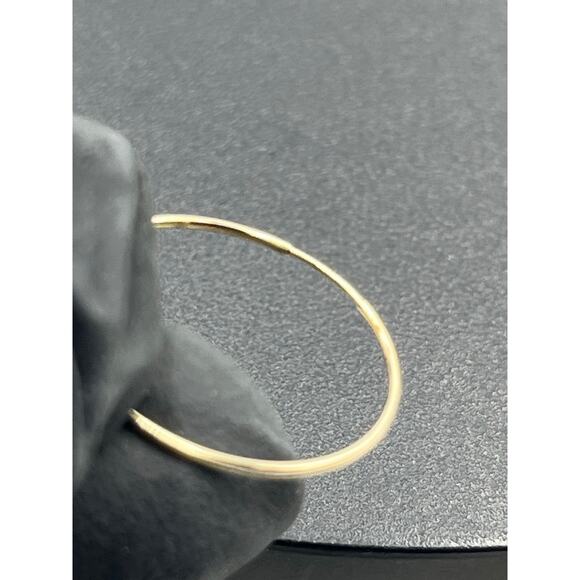 Designer Signed 14K Yellow Gold Continuous Endless Dainty Hoop Earrings 20mm - Picture 7 of 13